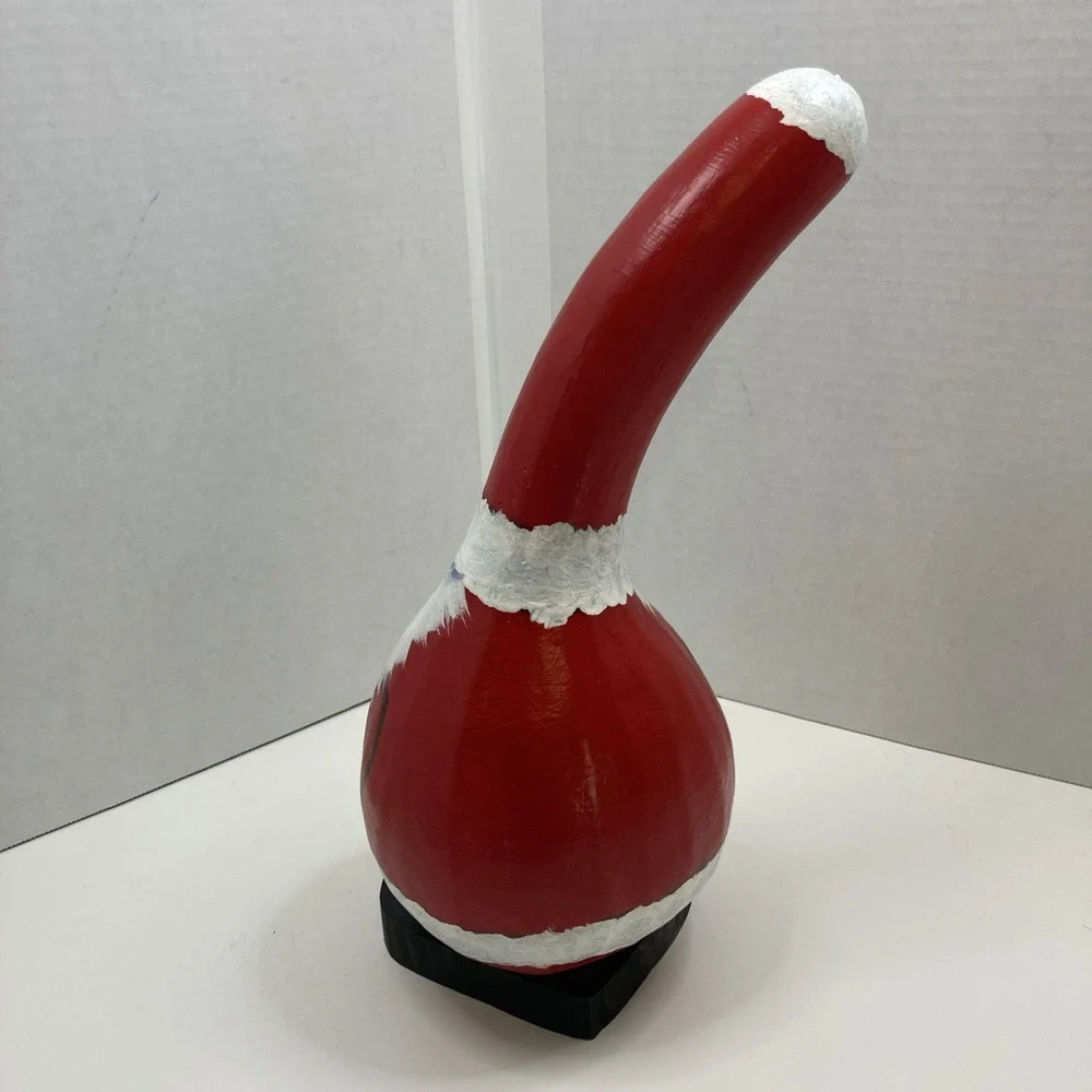 Vtg Hand Painted Real Gourd Folk Art Santa Face Christmas‎ Holiday 12 in
